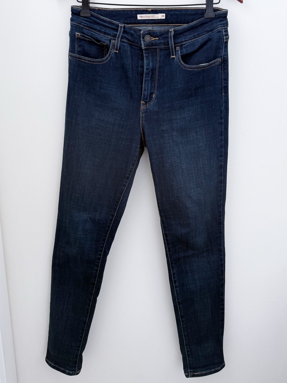 Levi’s 721 High Rise Skinny Jeans Dark Wash Stretch Denim Size 28